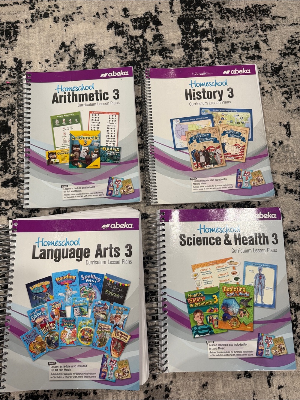 Abeka Homeschool Curriculum 3 Complete Lesson Plan Set - Purple Accents